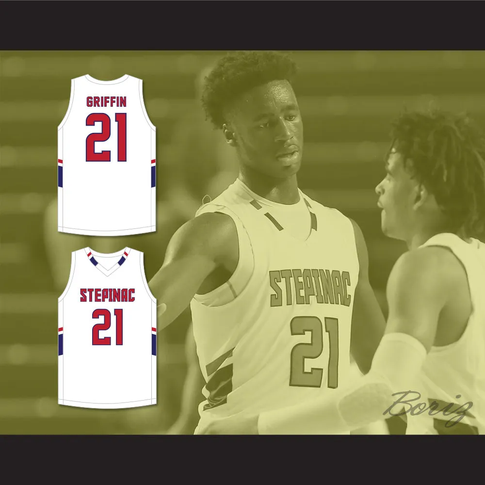 AJ Griffin 21 Archbishop Stepinac High School Crusaders White Basketball Jersey 2