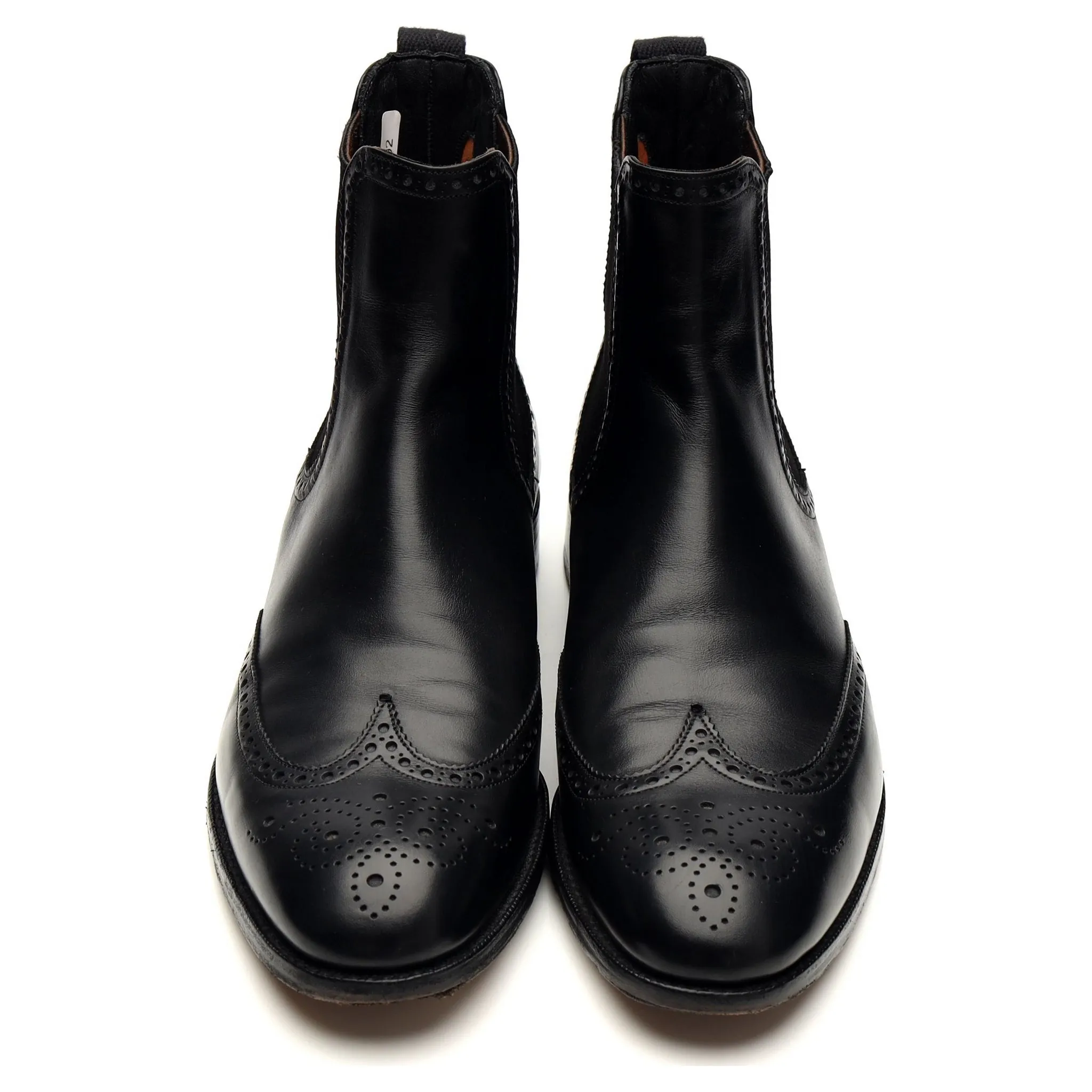 'Albert' Black Leather Brogue Chelsea Boots UK 7.5 F