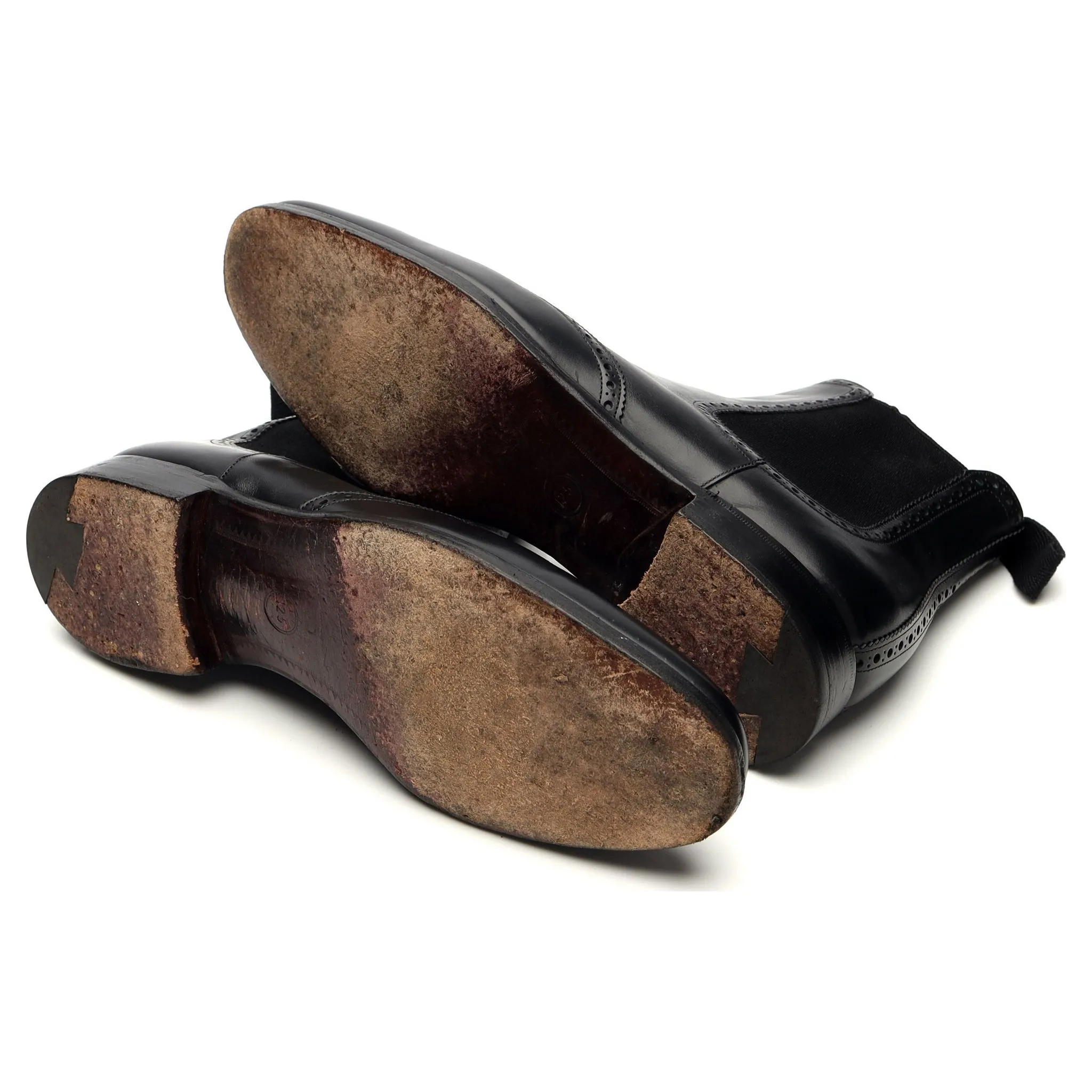 'Albert' Black Leather Brogue Chelsea Boots UK 7.5 F