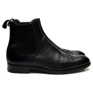 'Albert' Black Leather Brogue Chelsea Boots UK 7.5 F