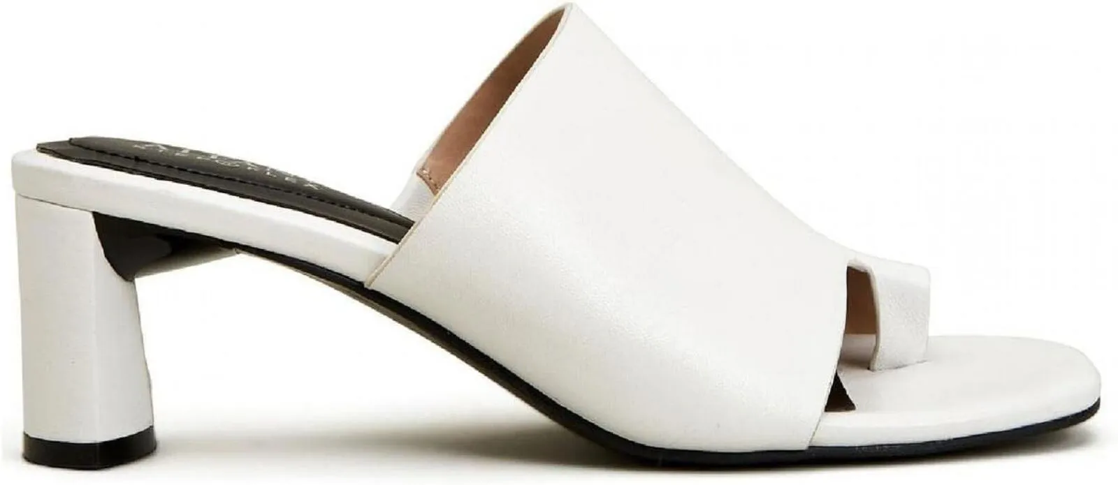 Alfani Womens Colyerrl Leather Block Heel Slide Sandals White Leather 6.5M
