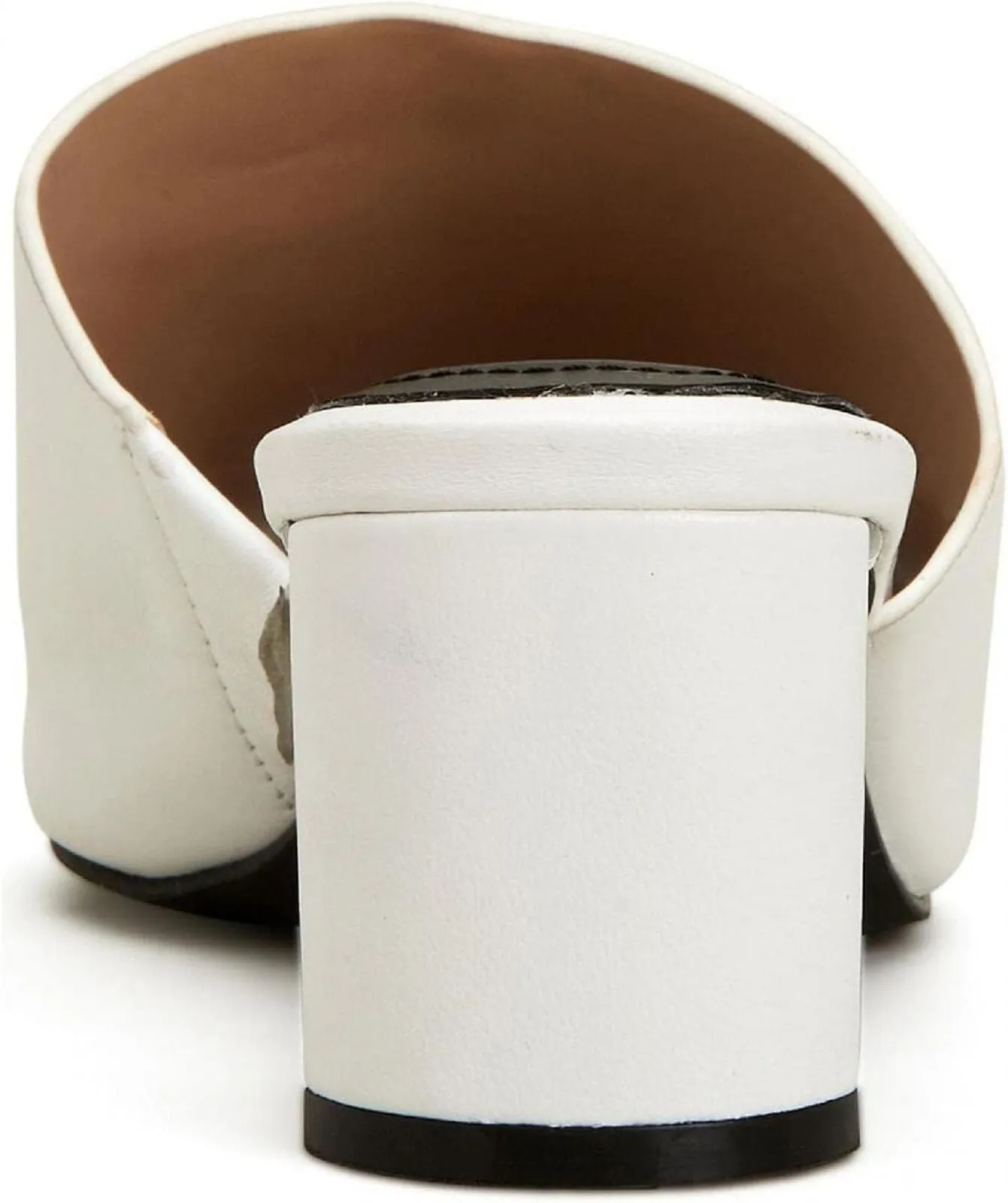 Alfani Womens Colyerrl Leather Block Heel Slide Sandals White Leather 6.5M