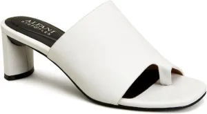 Alfani Womens Colyerrl Leather Block Heel Slide Sandals White Leather 6.5M