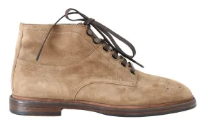 Beige Leather Ankle Boots