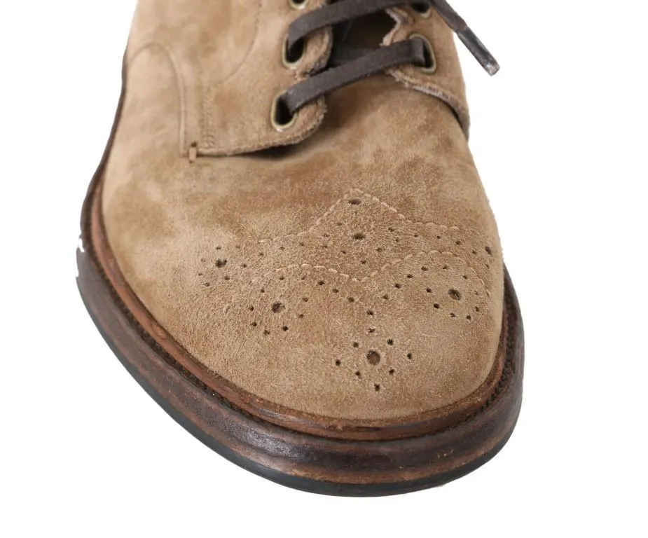 Beige Leather Ankle Boots