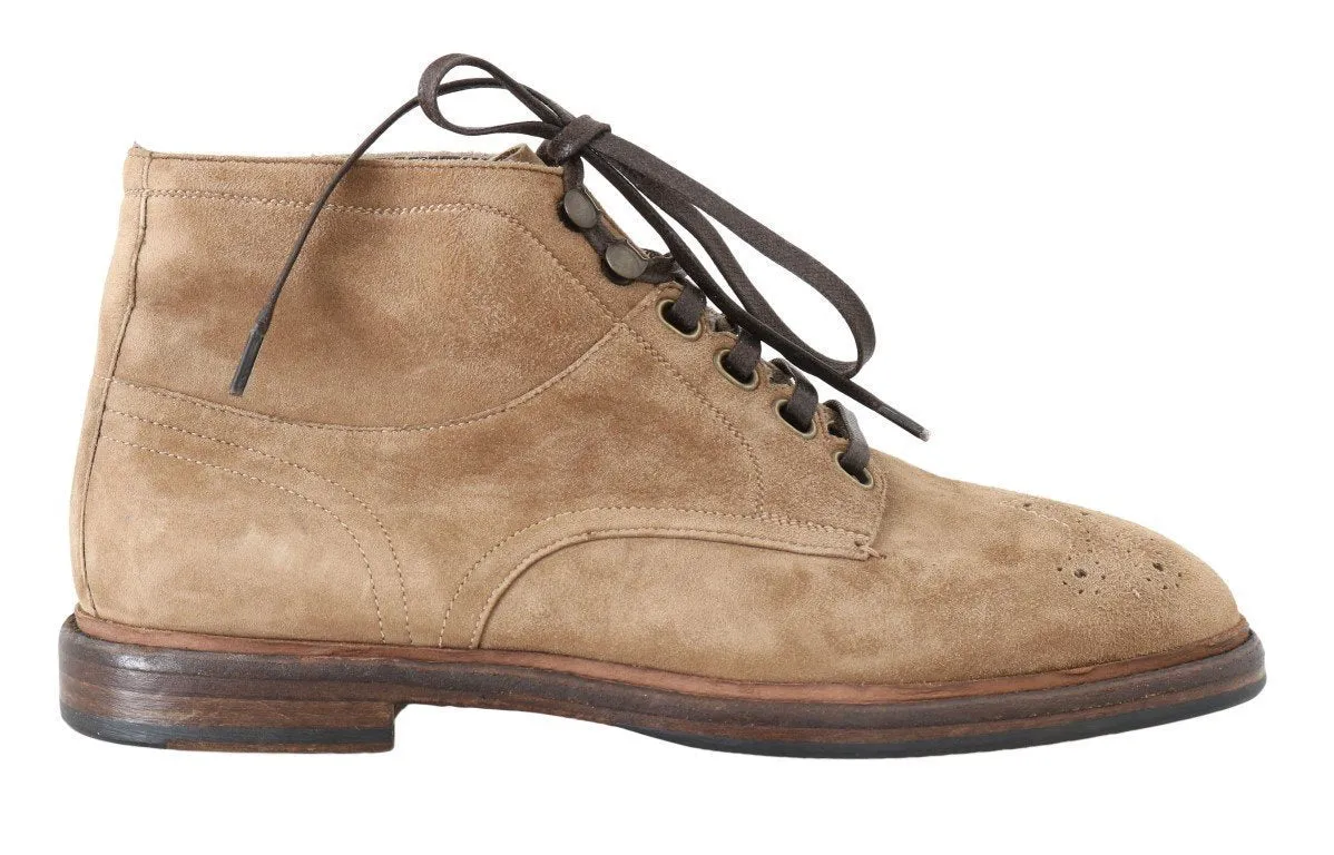 Beige Leather Ankle Boots
