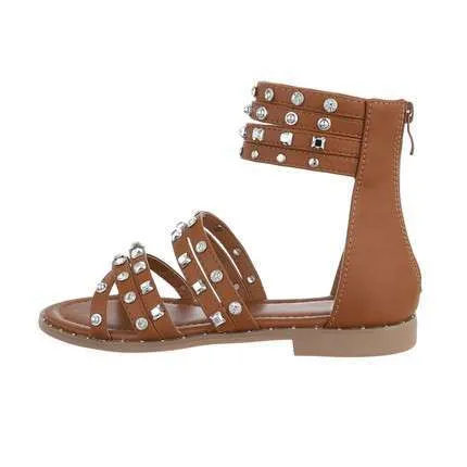 Bianca Tan Brown Flat Gladiator Sandals