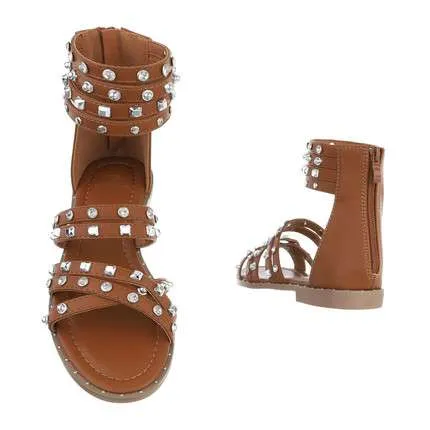 Bianca Tan Brown Flat Gladiator Sandals