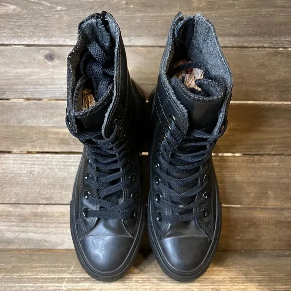 Big Kids Converse CTAS Hi-Rise Black Rubber Waterproof‎ Ankle Boots Size 5 Y GUC