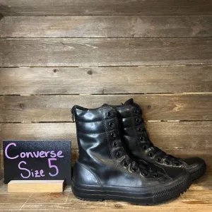 Big Kids Converse CTAS Hi-Rise Black Rubber Waterproof‎ Ankle Boots Size 5 Y GUC
