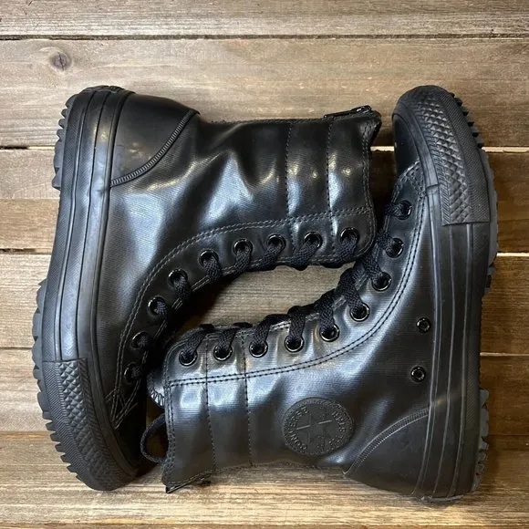 Big Kids Converse CTAS Hi-Rise Black Rubber Waterproof‎ Ankle Boots Size 5 Y GUC