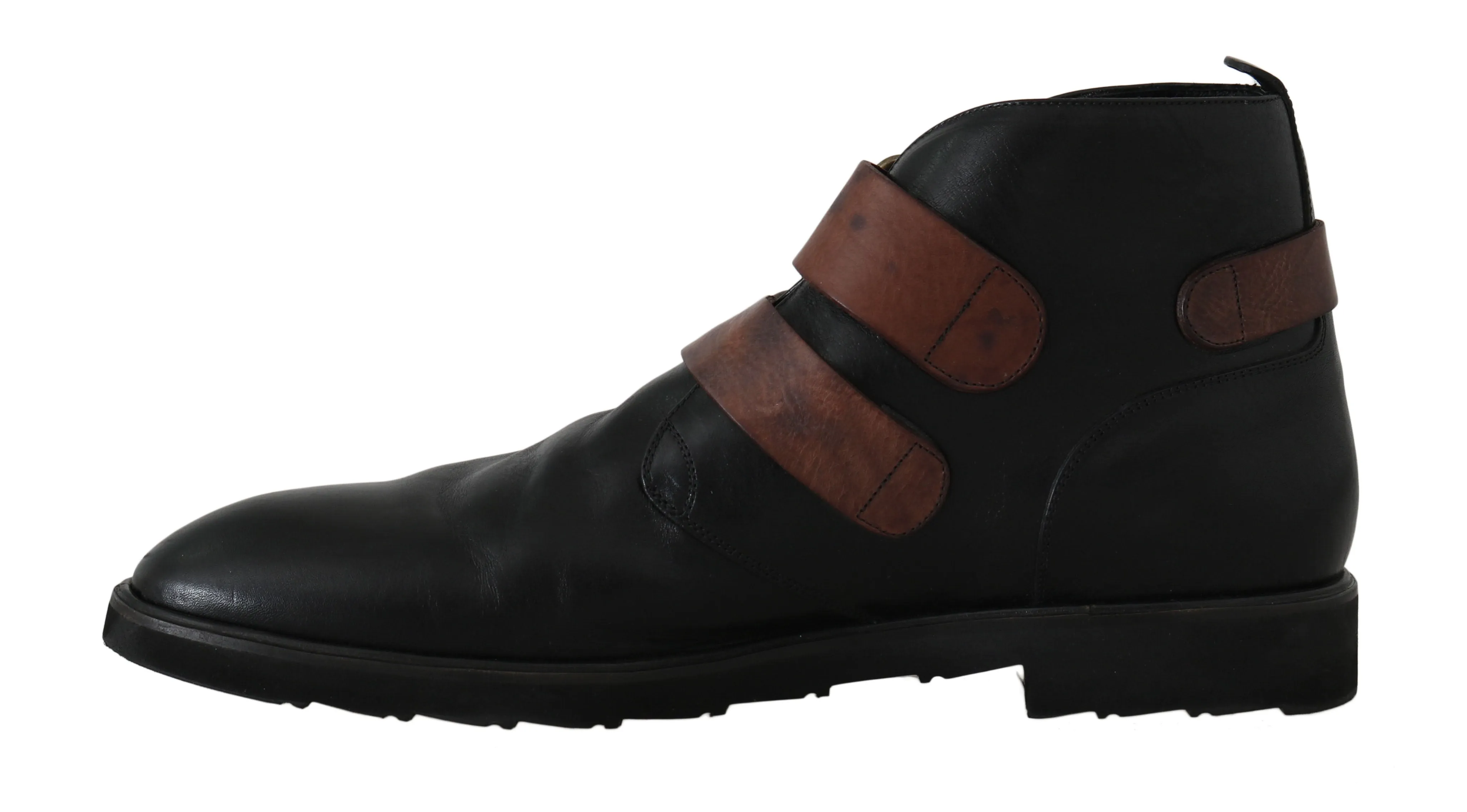 Black Brown Monkstrap Ankle Boots