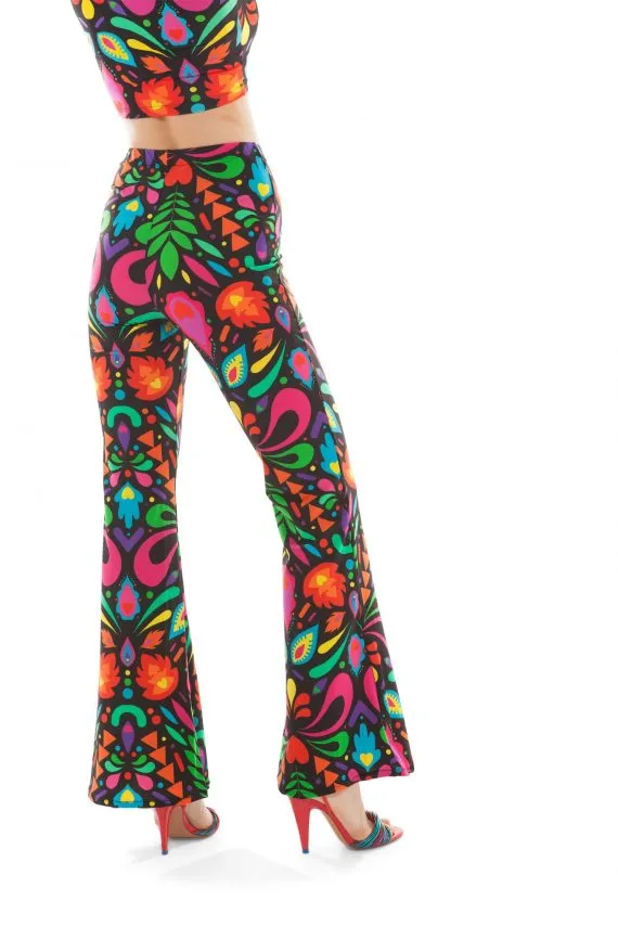 Black Rainbow Lycra Flares in Femina Magicae