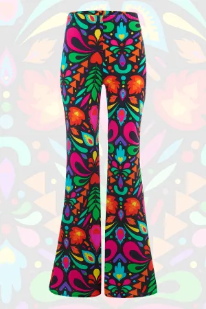 Black Rainbow Lycra Flares in Femina Magicae