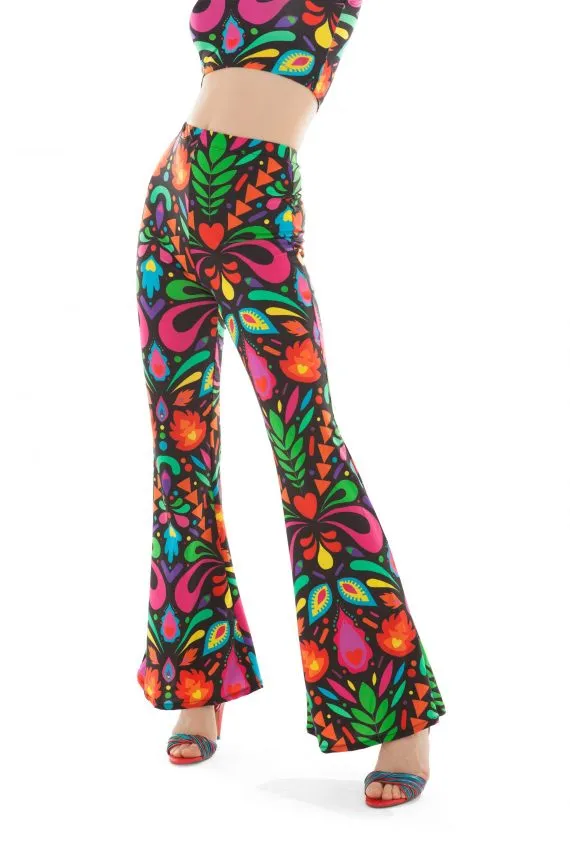 Black Rainbow Lycra Flares in Femina Magicae