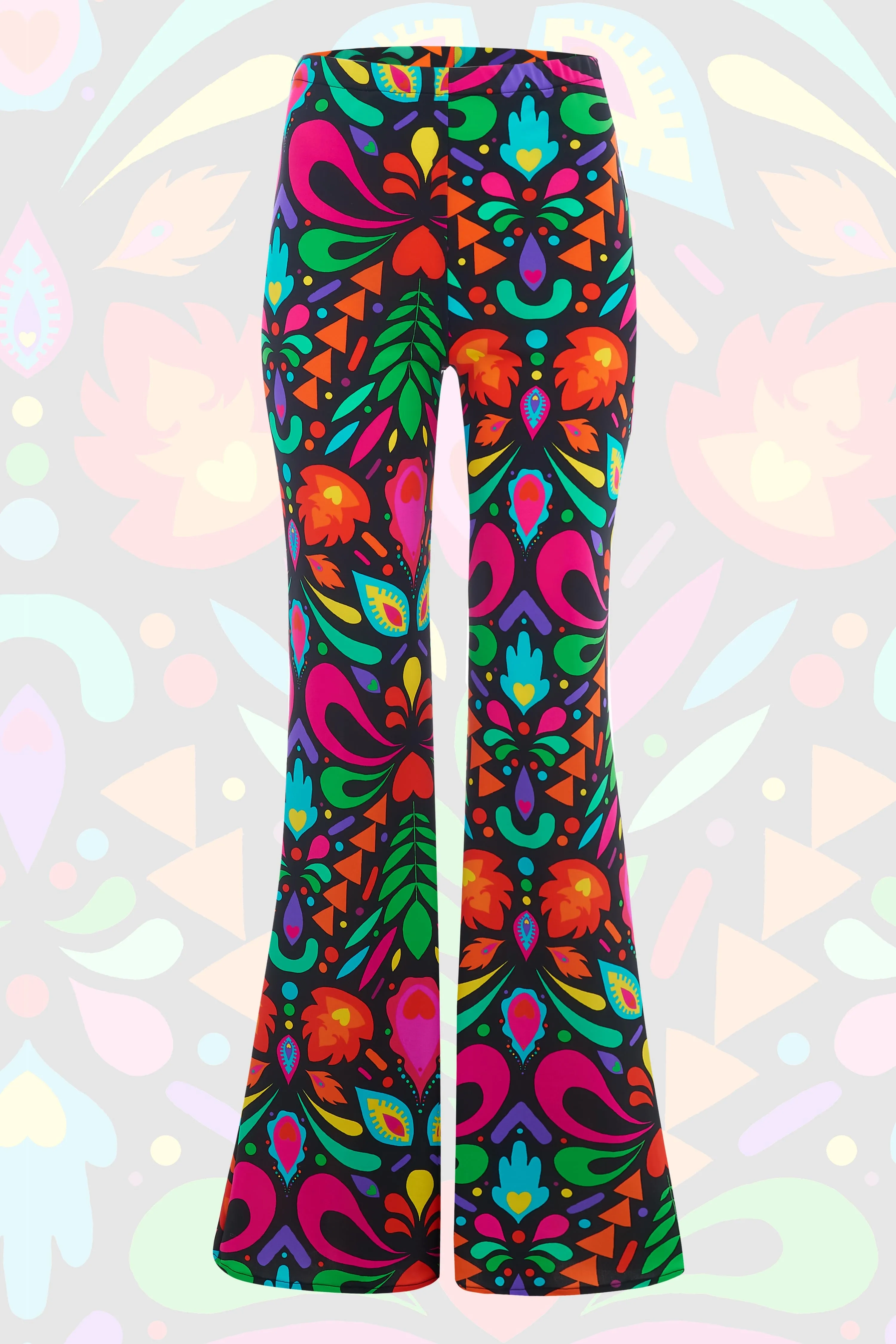 Black Rainbow Lycra Flares in Femina Magicae