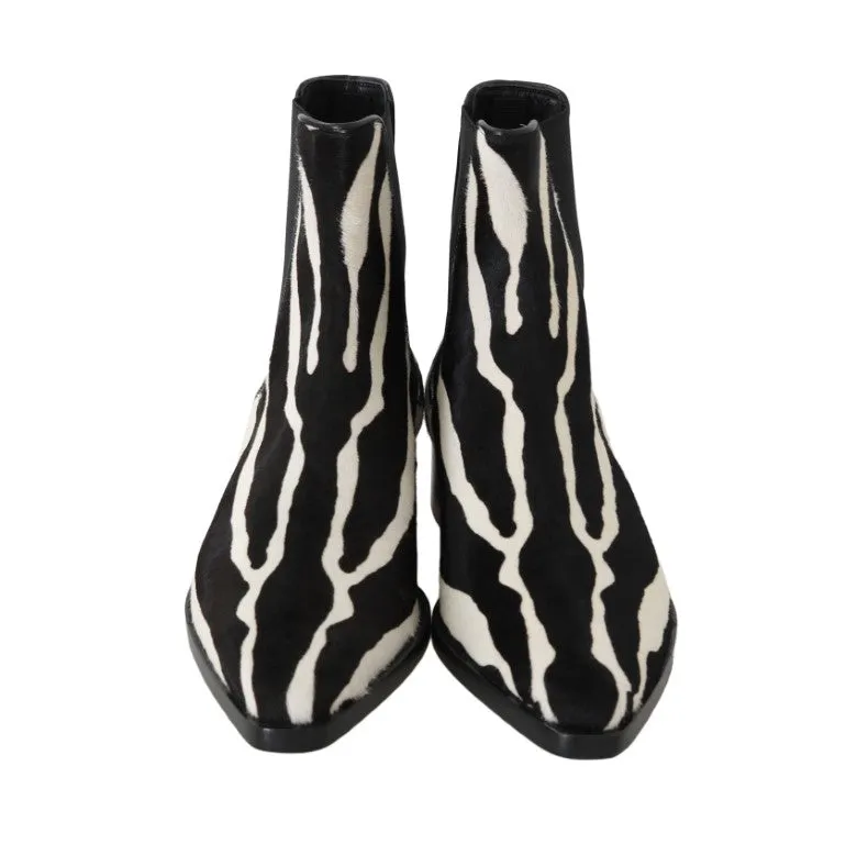 Black White Pony Hair Chelsea Boot