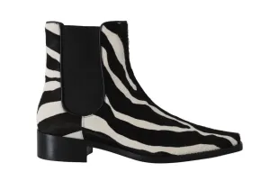 Black White Pony Hair Chelsea Boot