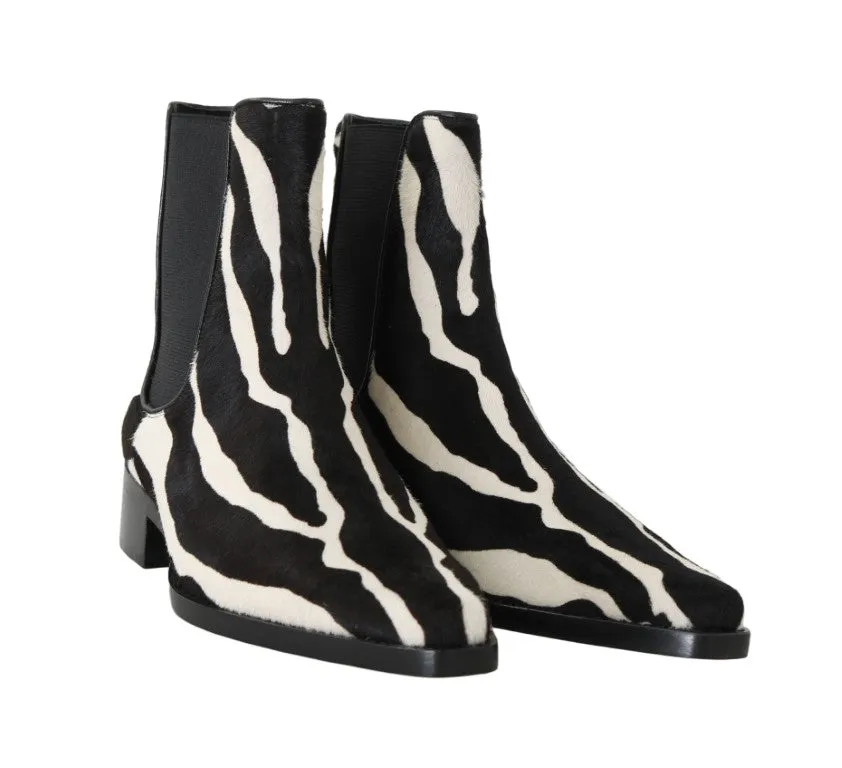 Black White Pony Hair Chelsea Boot
