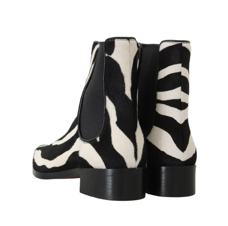 Black White Pony Hair Chelsea Boot