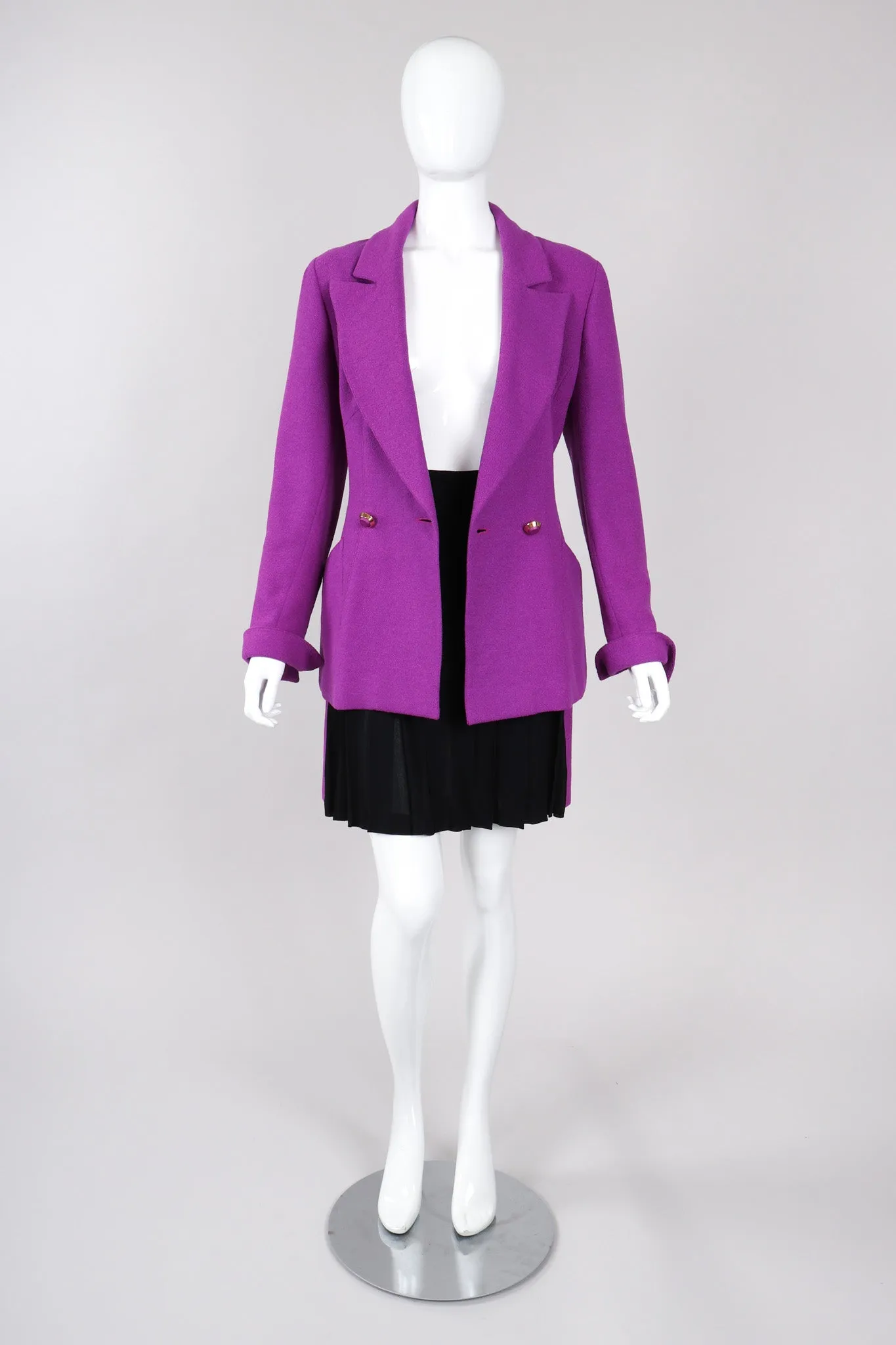 Bouclé Jacket & Pleated Skirt Set