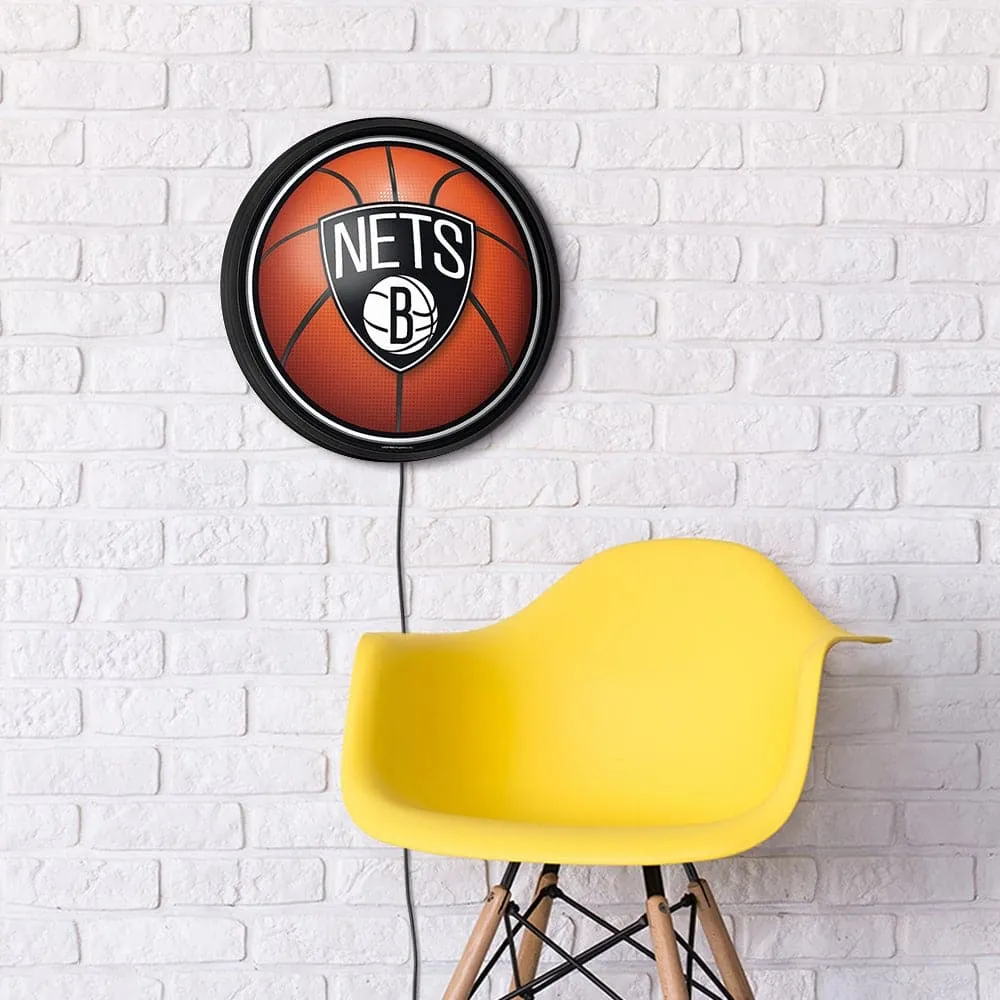 Brooklyn Nets: Basketball - Round Slimline Lighted Wall Sign