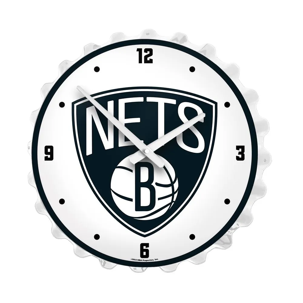 Brooklyn Nets: Bottle Cap Lighted Wall Clock