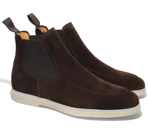 Brown Suede Pateros Chelsea Boots with White Sole - Sneaker Boots