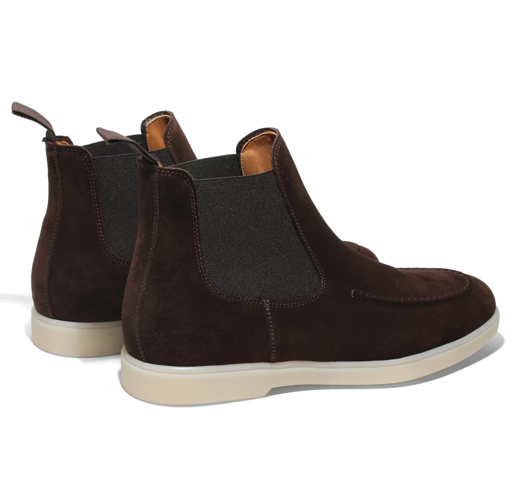 Brown Suede Pateros Chelsea Boots with White Sole - Sneaker Boots