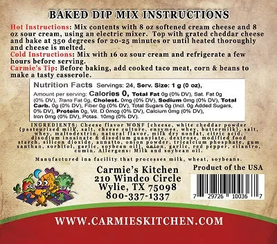 Carmie's Kitchen Dip and Cheeseball Mixes