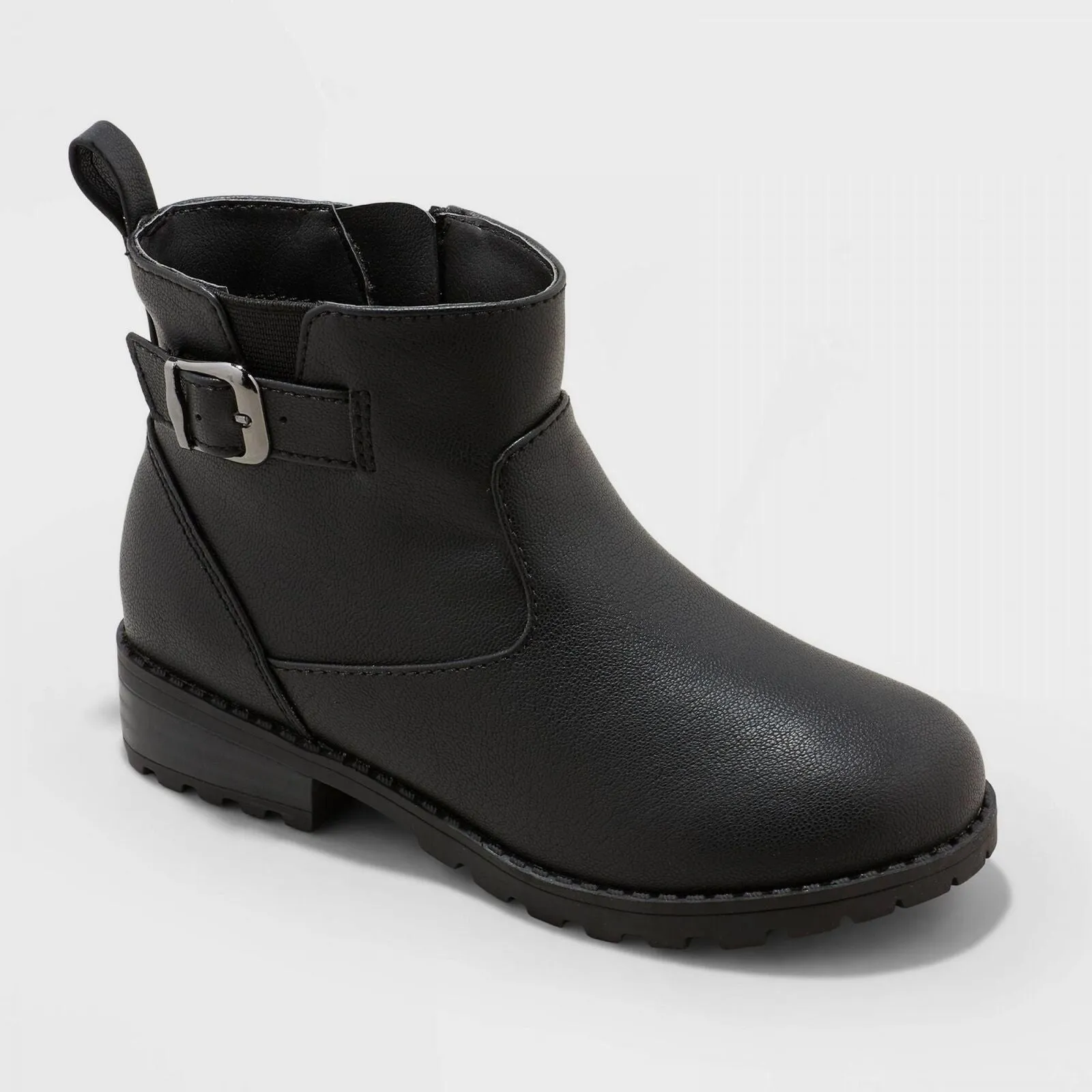 Cat & Jack Toddler Girls' Gitta Zipper Slip-On Moto Boots Black 11