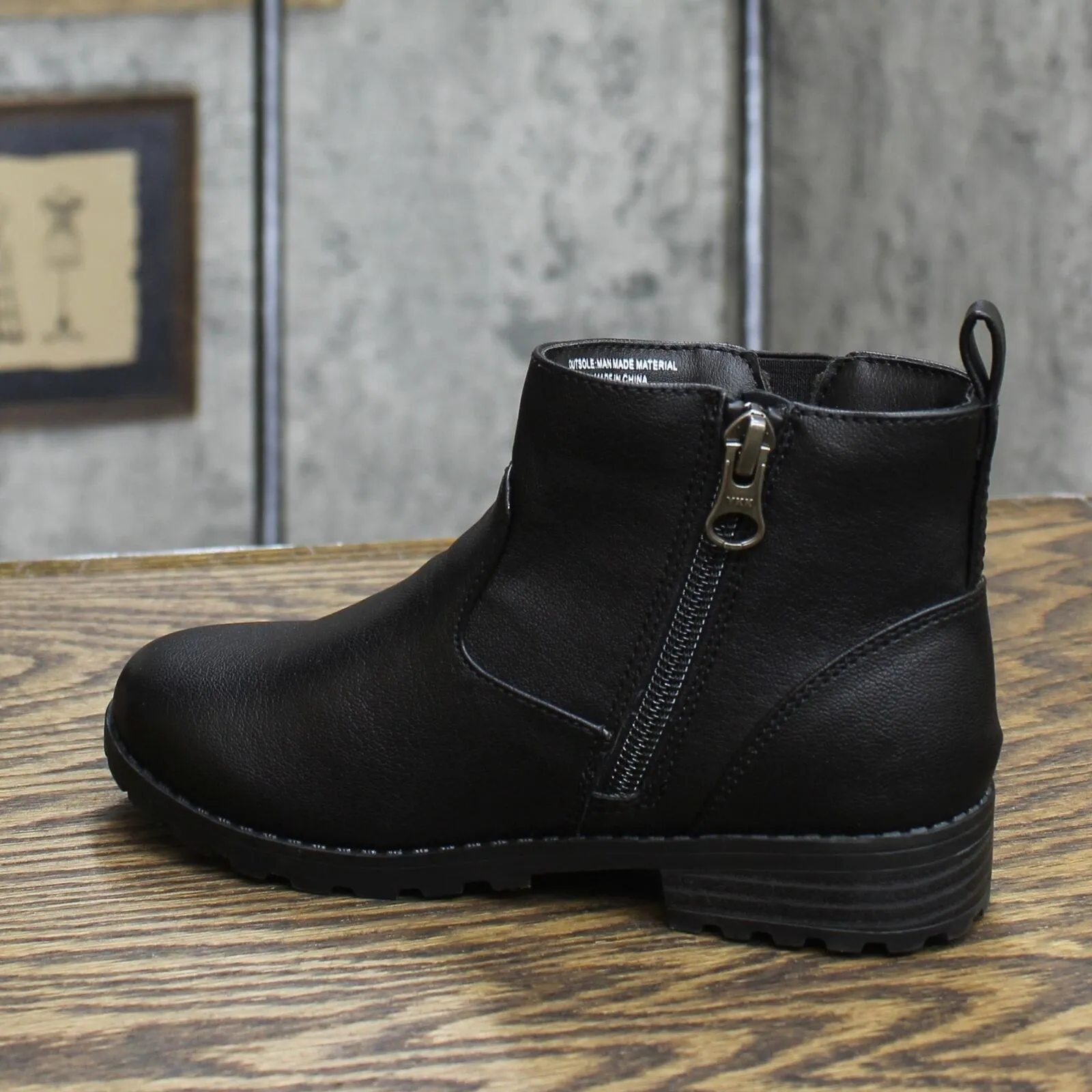 Cat & Jack Toddler Girls' Gitta Zipper Slip-On Moto Boots Black 11