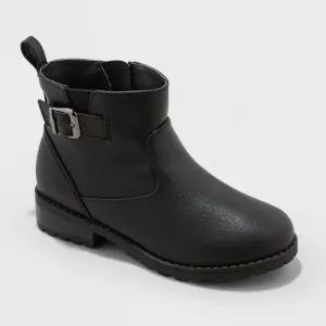 Cat & Jack Toddler Girls' Gitta Zipper Slip-On Moto Boots Black 11