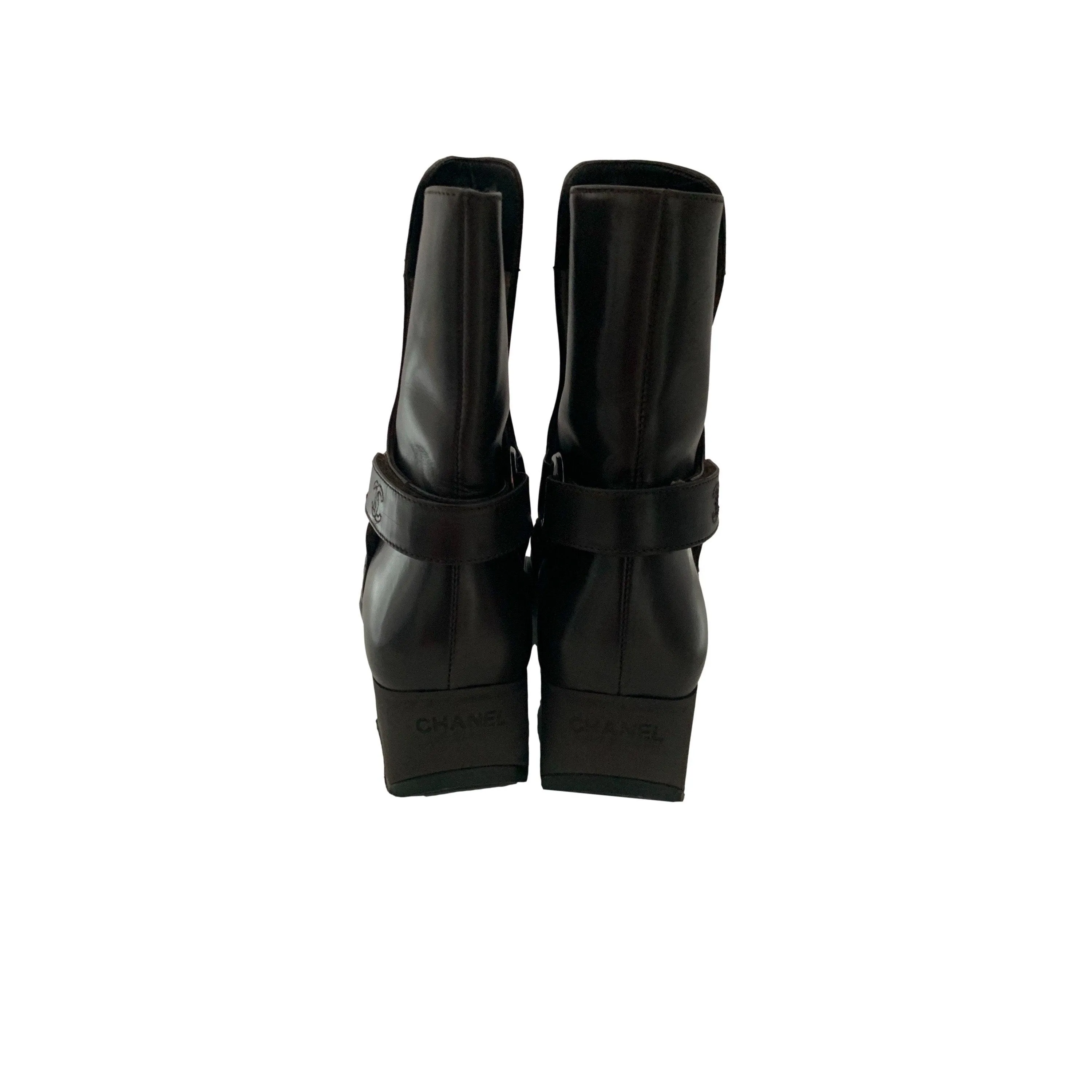 Chanel Dark Brown Leather Ankle Boots