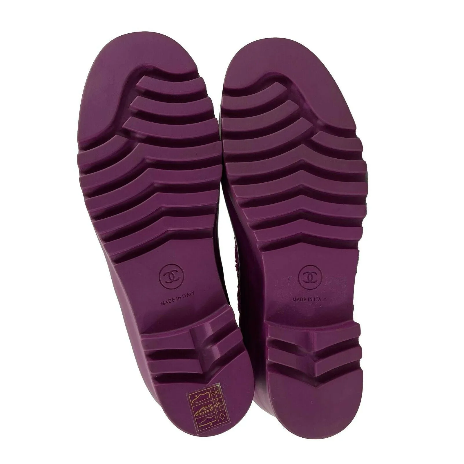 CHANEL - New w/ Tags - 2020 Magenta Tweed Rubber Boots - 37 US 7