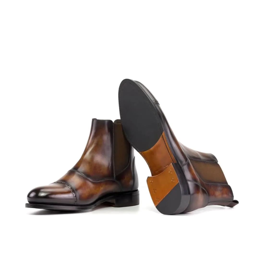 Cheslea Boots Cut en cuir patiné marron
