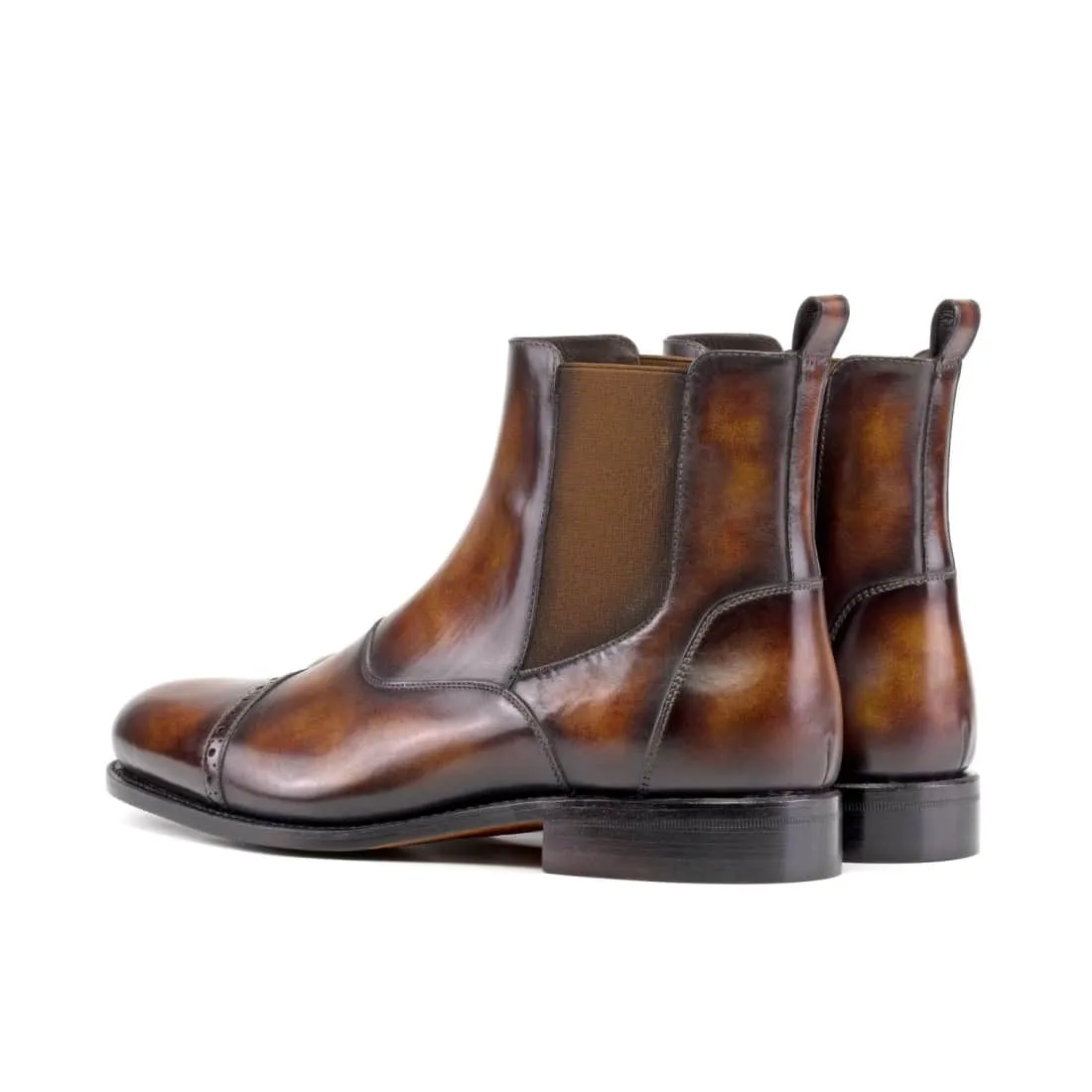 Cheslea Boots Cut en cuir patiné marron
