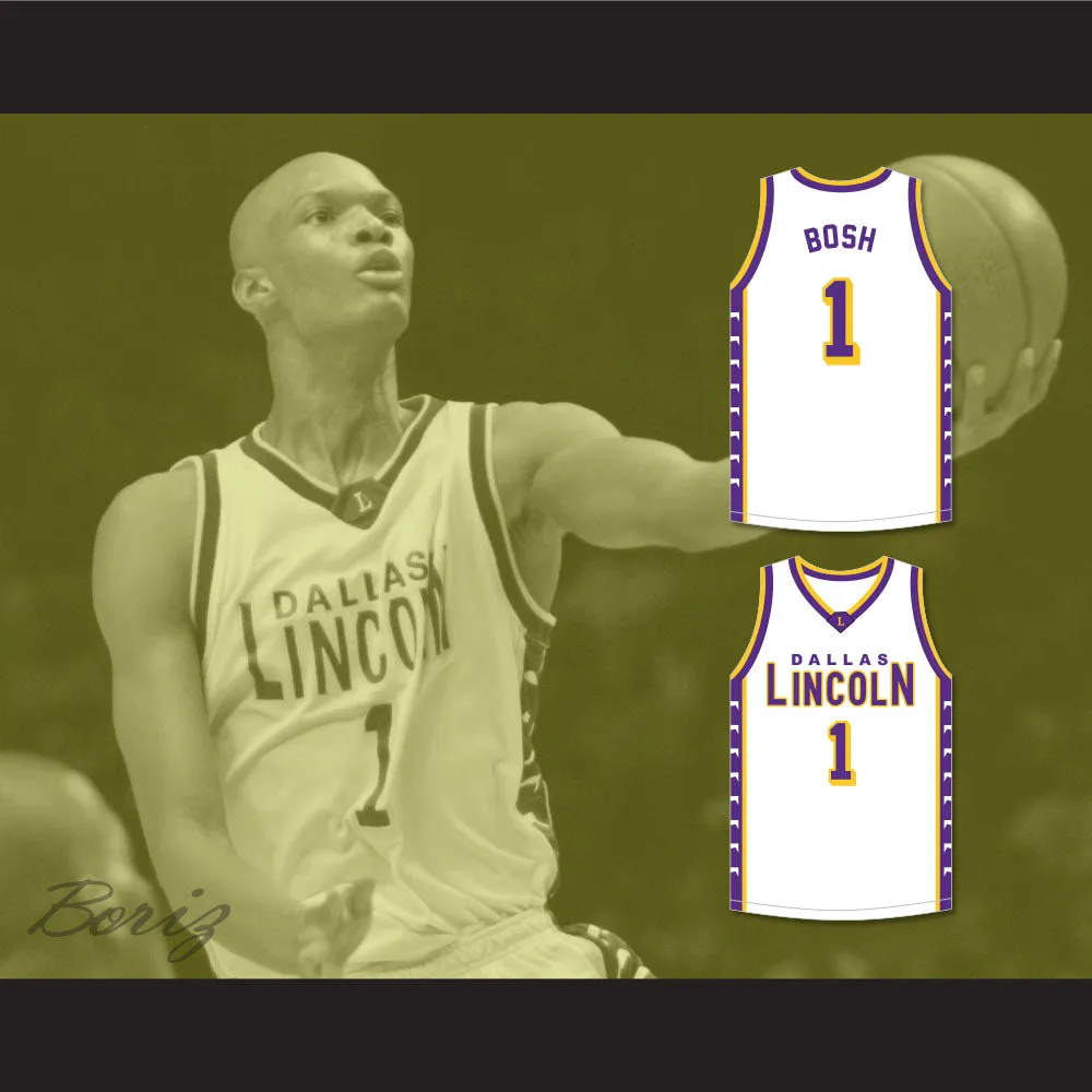 Chris Bosh 1 Lincoln High School Dallas Tigers White Basketball Jersey 2