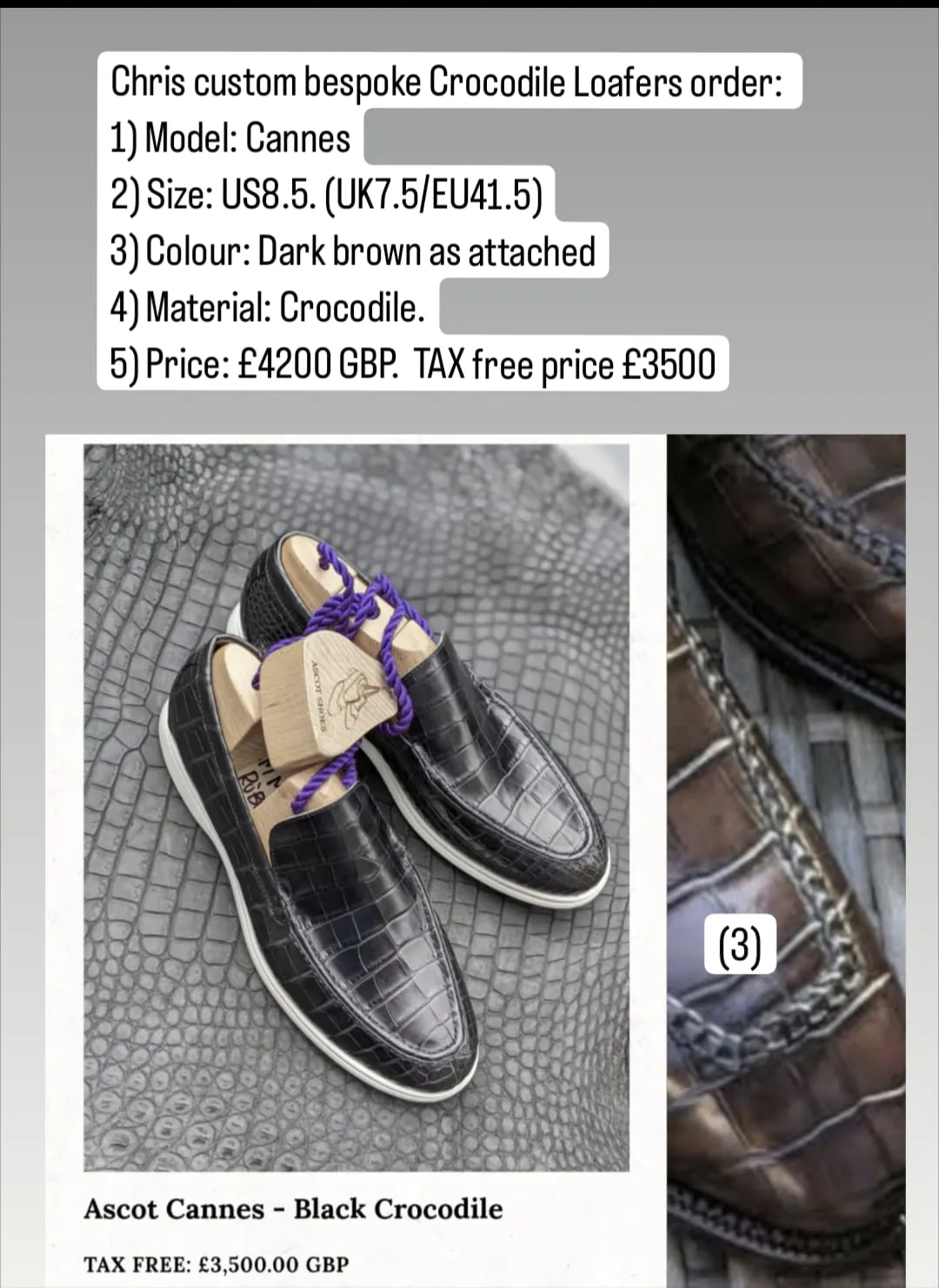 Chris Custom bespoke order.