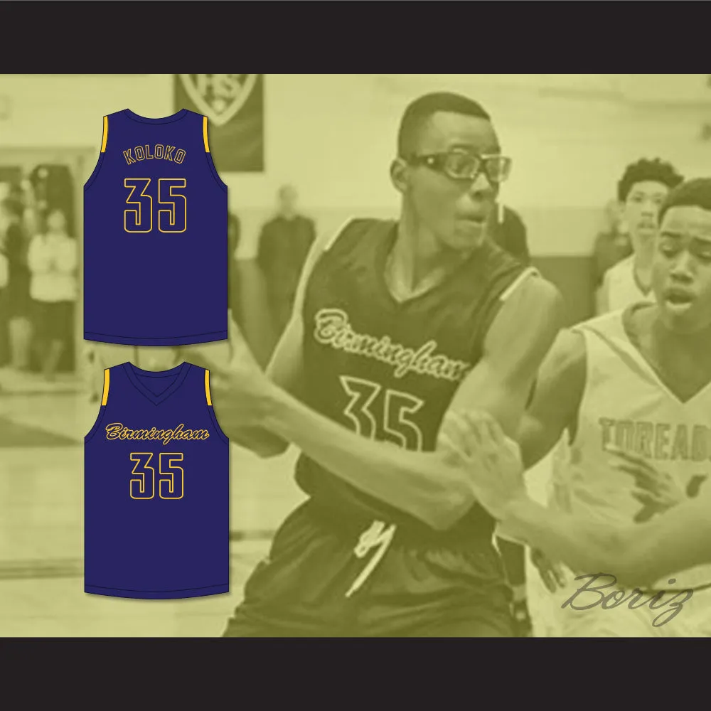 Christian Koloko 35 Birmingham High School Patriots Navy Blue Basketball Jersey 2