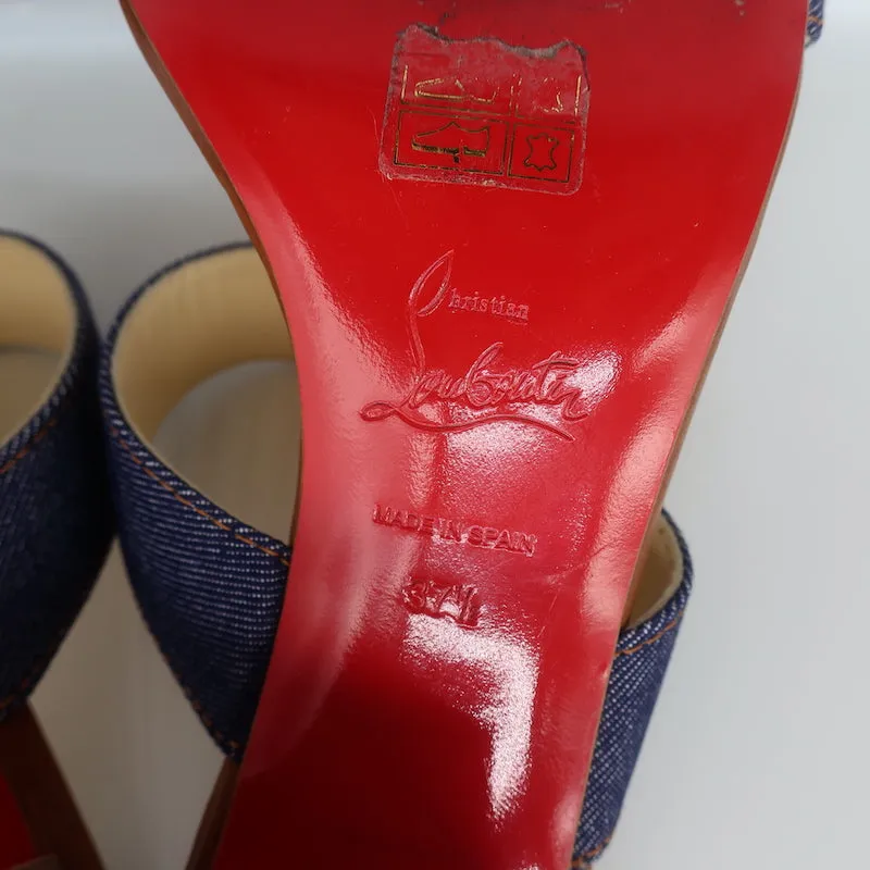 Christian Louboutin Sandenim Slide Sandals Size 37.5 Open Toe Heels