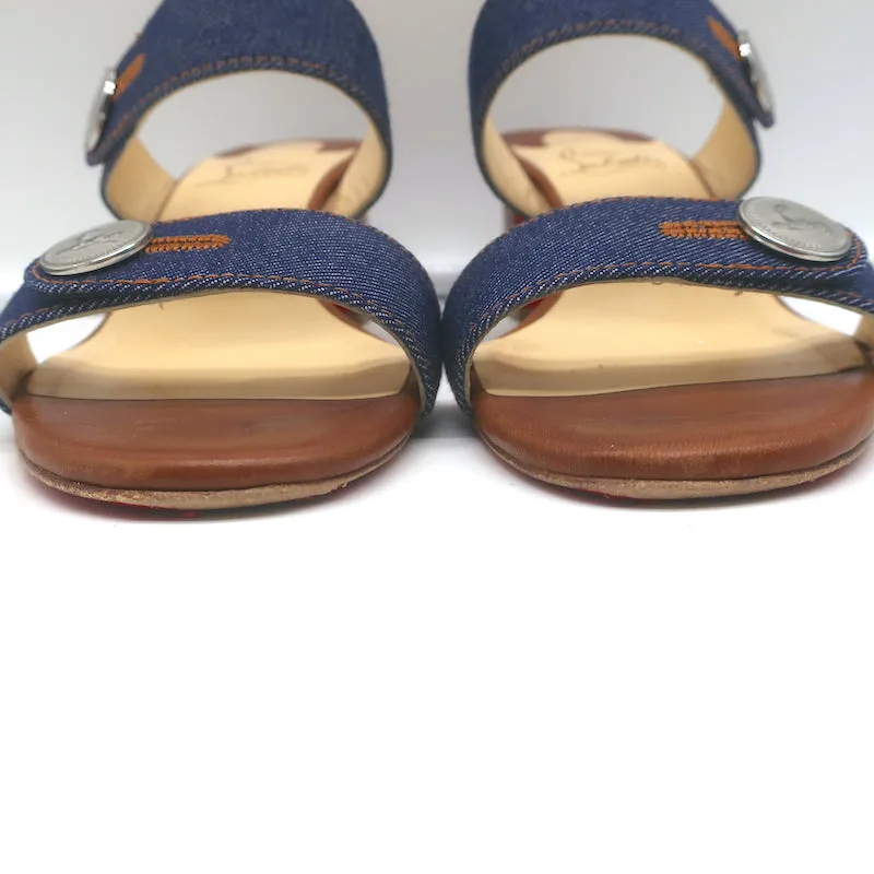 Christian Louboutin Sandenim Slide Sandals Size 37.5 Open Toe Heels