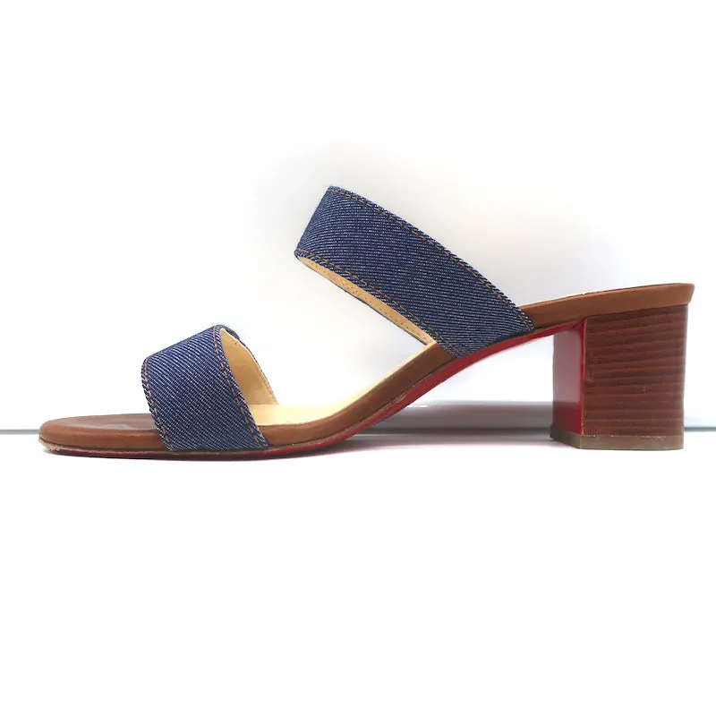 Christian Louboutin Sandenim Slide Sandals Size 37.5 Open Toe Heels