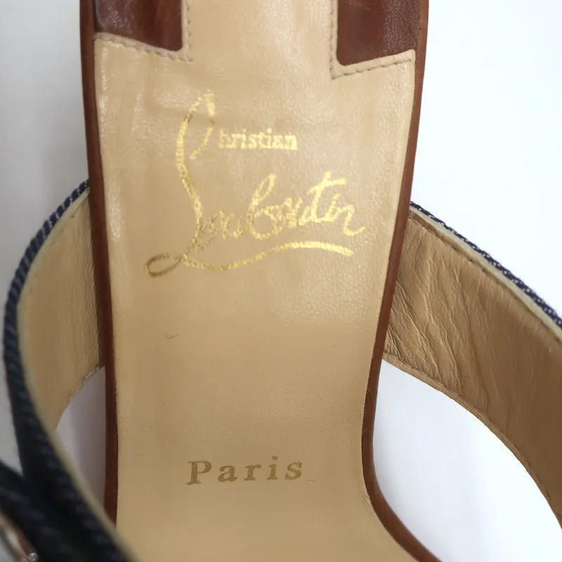Christian Louboutin Sandenim Slide Sandals Size 37.5 Open Toe Heels
