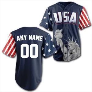 Custom Blue USA Baseball Jersey
