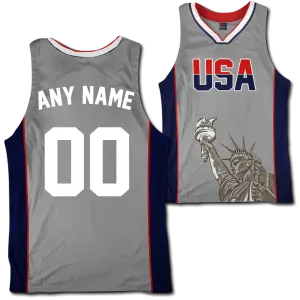 Custom Grey USA Basketball Jersey