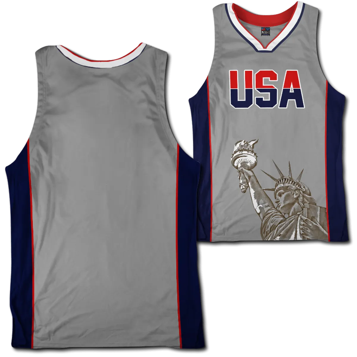 Custom Grey USA Basketball Jersey