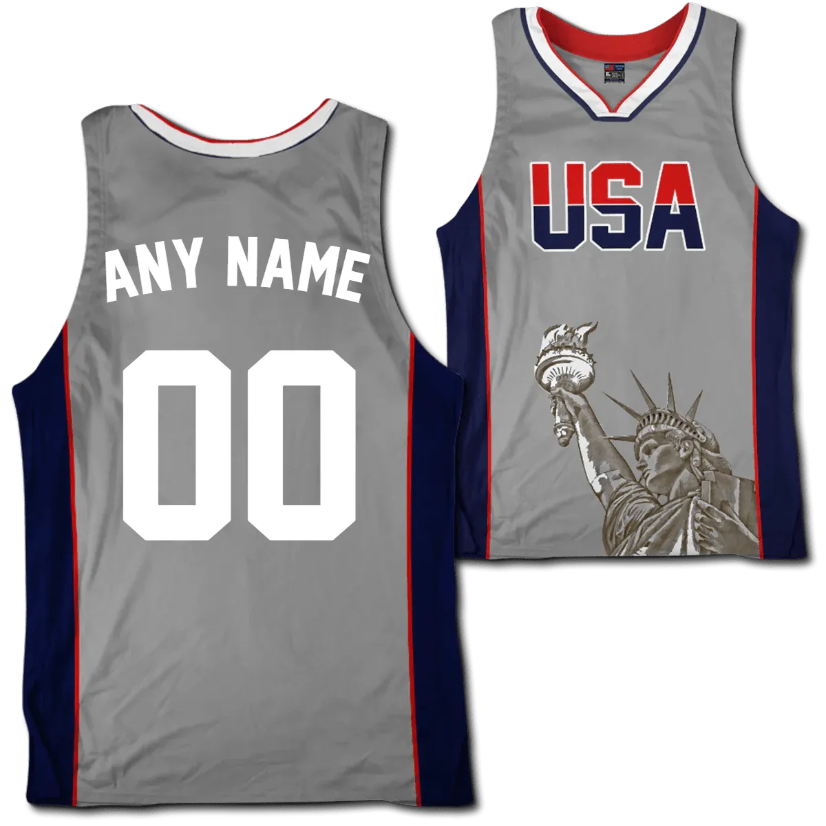 Custom Grey USA Basketball Jersey