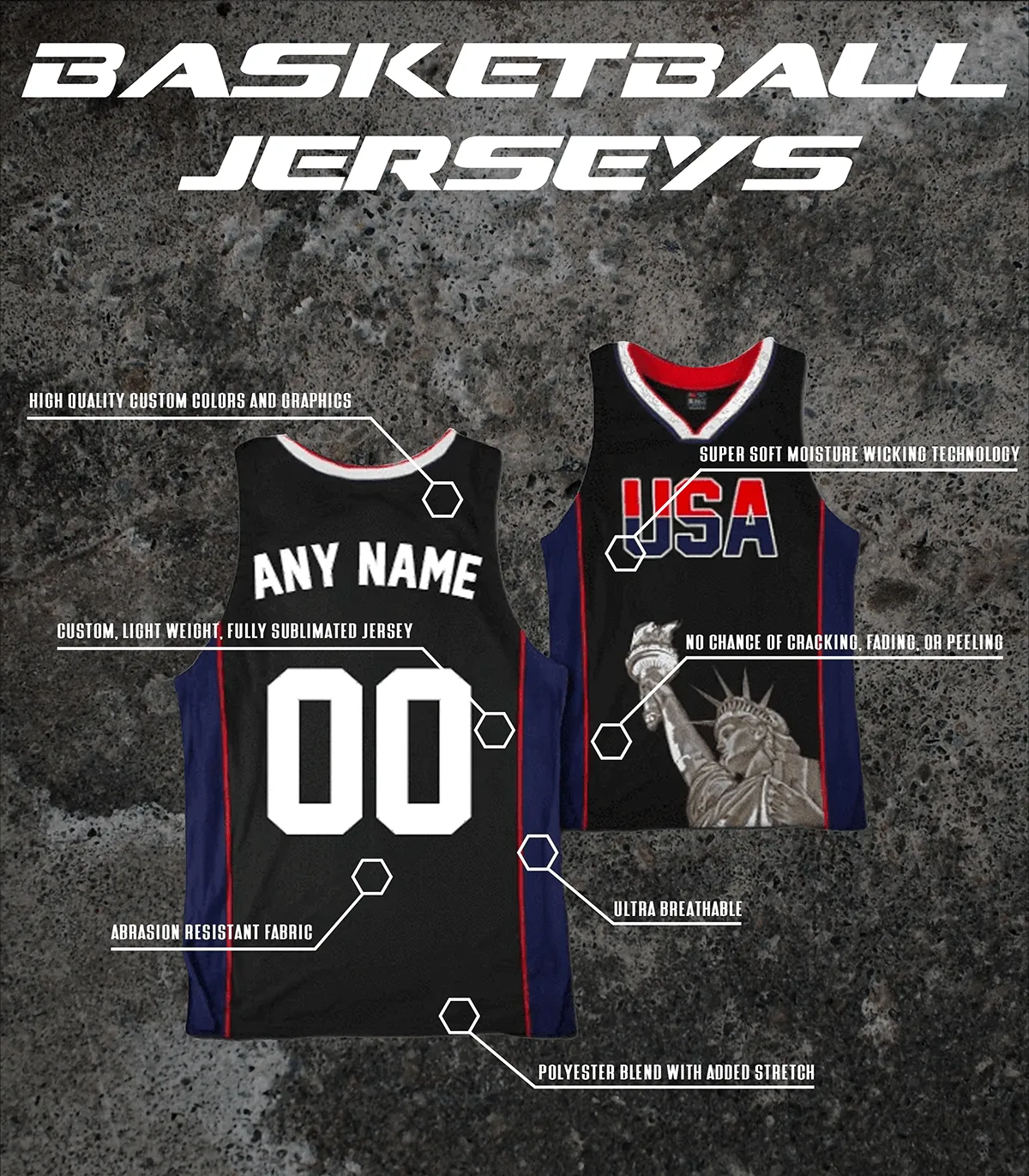 Custom USA Galaxy Basketball Jersey