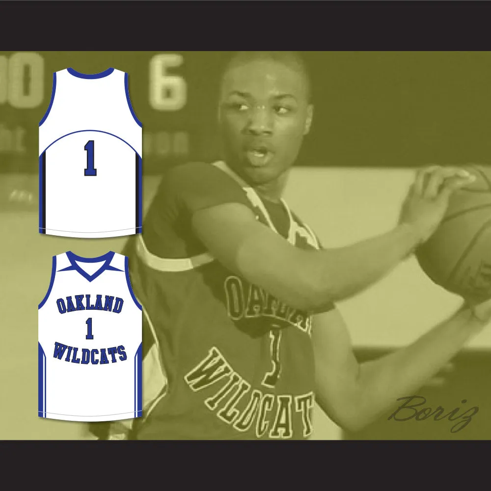 Damian Lillard 1 Oakland High School Wildcats White Basketball Jersey
